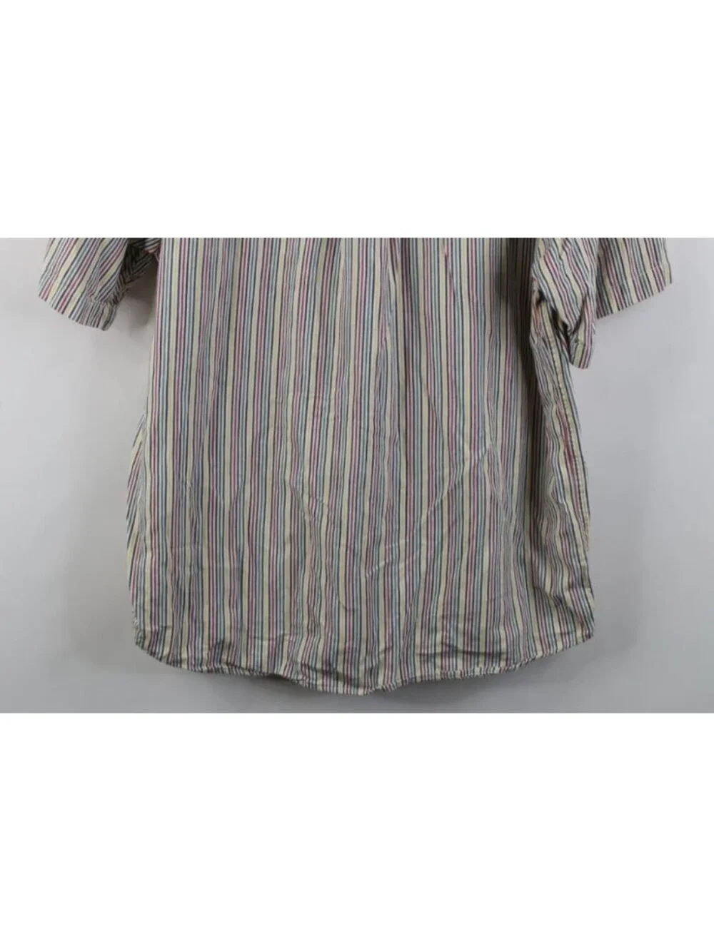 Vtg 90s Streetwear Mens Medium Rainbow Striped Short Sleeve Button Down Shirt